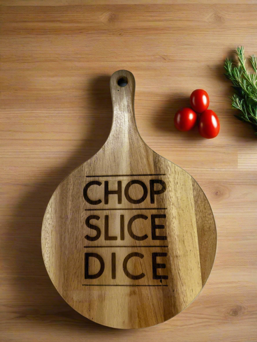 Chop, Slice, Dice paddle cutting board
