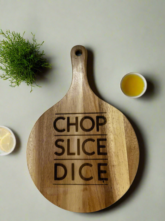 Chop, Slice, Dice paddle cutting board